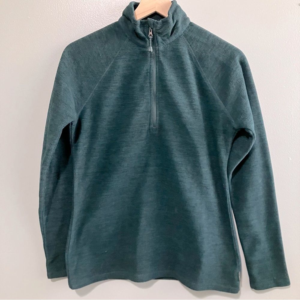 Eddie Bauer Quarter Zip Space Dye Green Fleece Pullover Sweatshirt Women Size S